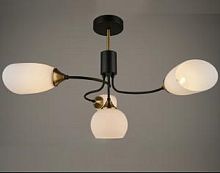 Люстра потолочная четырехрожковая Мелодия Света Лилия Е27 Черный золото картинка 